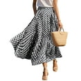 thumbnail image 6 of BLOCLOALO Culottes Baggy Pants Women's Summer Elastic High Waist Plaid Ruffled Maxi Skirt Swing Flowy A Line Skirt Flowy Pants Beach Pants Drawstring Pants Black 4Xl, 6 of 7