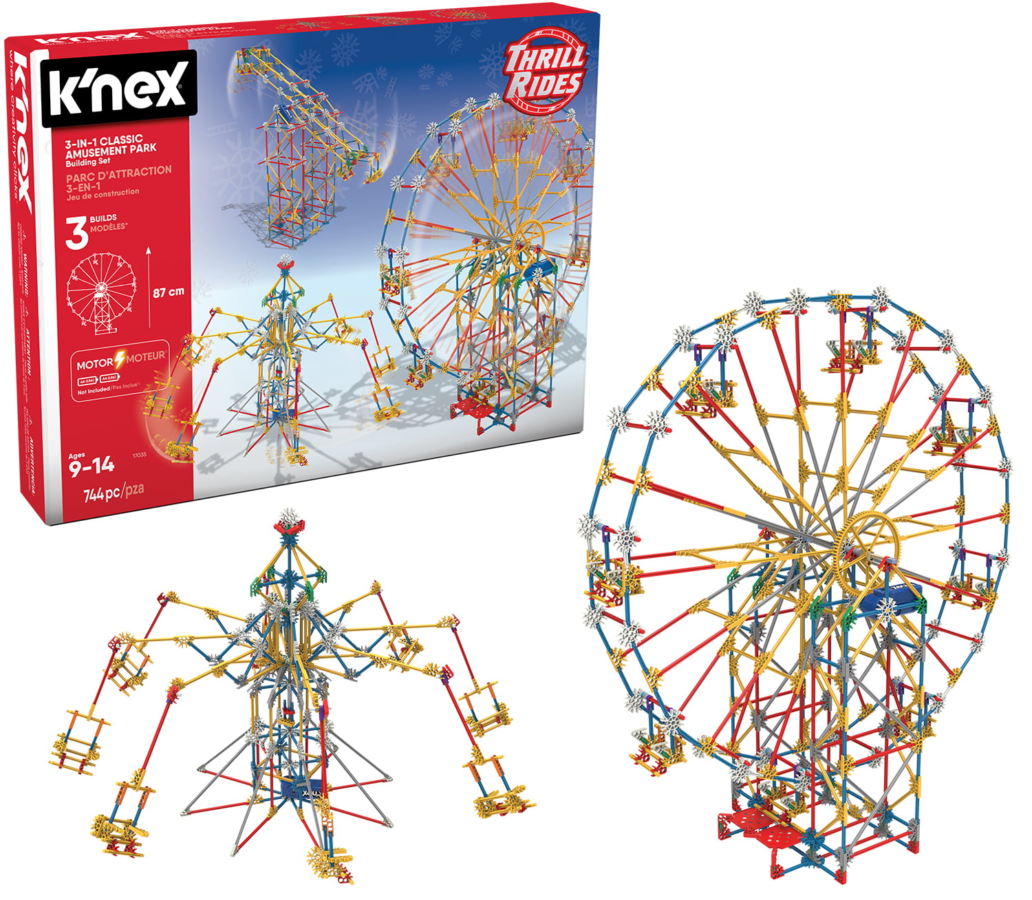 K Nex Thrill Rides 3 In 1 Classic Amusement Park Building Set 744 Pieces Ages 9 Engineering Education Toy Walmart Com Walmart Com