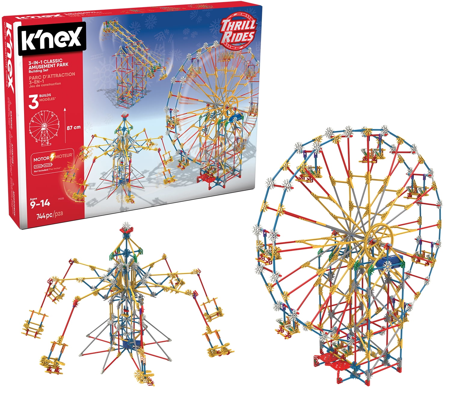 K Nex Thrill Rides 3 In 1 Classic Amusement Park Building Set 744 Pieces Ages 9 Engineering Education Toy Walmart Com Walmart Com