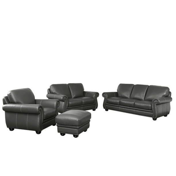 Abbyson Living Austin 4 Piece Leather Sofa Set In Gray Walmart Com Walmart Com