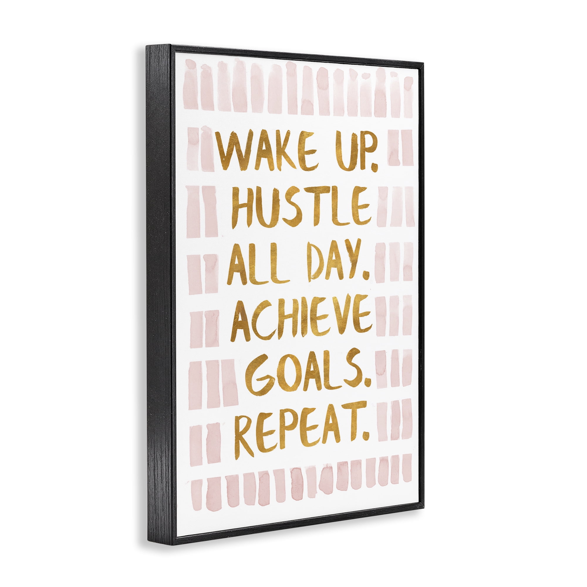 Stupell Industries Wake Up & Hustle Typography Painting Black Framed Art Print Wall Art, 20 x 30