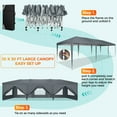 thumbnail image 3 of SANOPY 10 x 30 FT Pop Up Canopy, Large Commercial Wedding Canopy, Height Adjustable Waterproof Beach Canopy, Outdoor Instant Party Tent with 8 Removable Sidewalls, 4 Sandbags, Carrying Bag, Gray, 3 of 14
