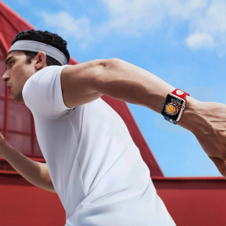 MNBVCXZ Basketball Pattern Soft Silicone Sport Band for iWatch 45