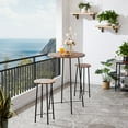 thumbnail image 2 of VECELO 3-Piece Bar Table Set with 2 Stools, Space Saving Round Pub Table Set for Breakfast Nook, Bistro, Dining Room, Kitchen, Brown, 2 of 8