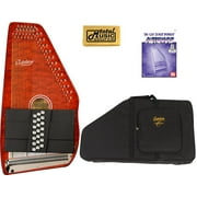 Oscar Schmidt 21 Chord Classic Autoharp, Quilted Maple Top, Trans Red, OS12CQTR w/Soft Case, OS21CQTR AC448PACK
