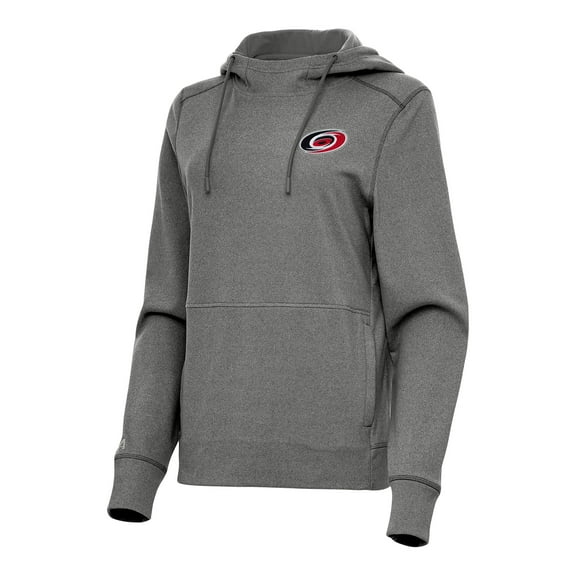 Women's Antigua Heather Black Carolina Hurricanes Justice Pullover Hoodie