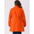thumbnail image 4 of DARING DIVA Women's Plus Size Turn Down Collar Double Breasted A Line Coat 4X Orange, 4 of 6