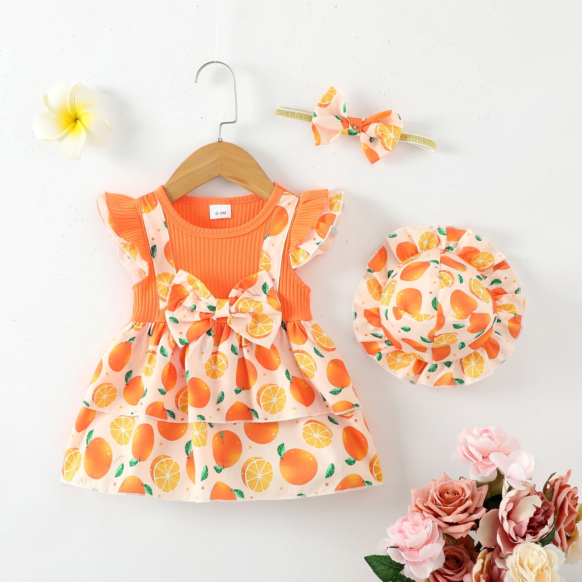 orange infant dress Iwa Baby Dress