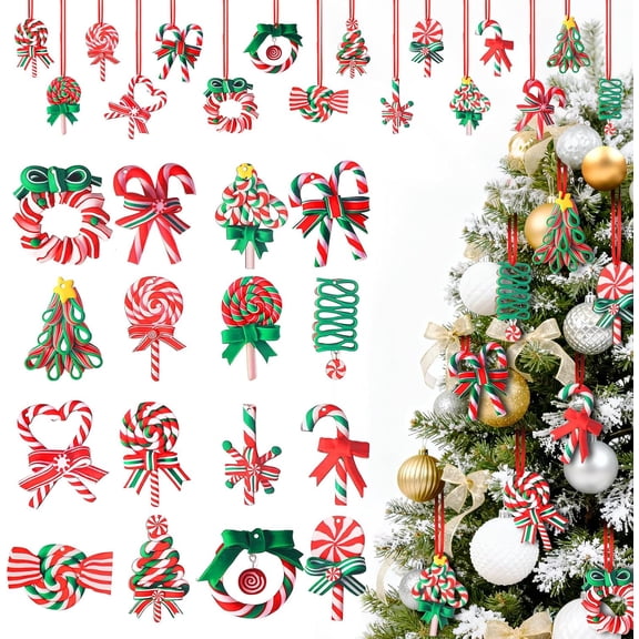 Christmas Decorations, 16 Pcs Candy Cane Ornaments Set for Christmas Tree, Shatterproof Mini Candy Christmas Decor for Xmas Tree Home Decorations