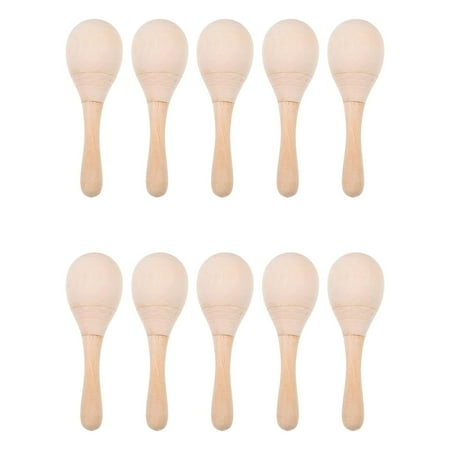 Holzlrgus Mini Wooden Maracas Kids Wood Maracas Maracas Hand Percussion Rattles Unfinished Wooden Maracas DIY Blank Maracas (10Pcs)