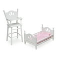 thumbnail image 1 of Ensemble Chaise Haute et Lit Poupée Campagnarde Anglaise avec Literie à Chevrons - Blanc/rose, 1 of 4