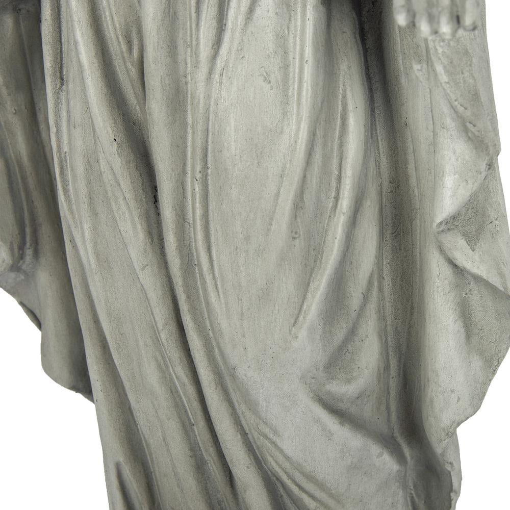 LuxenHome Virgin Mary Statue Outdoor, 30'' Gray Religious Blessed Mother Garden Statue, Indoor Outdoor Sculptures for Living Room, Yard, Patio, Front Porch Decor