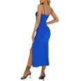 thumbnail image 3 of INSPIRE CHIC Women's Mesh Sleeveless High Slit Party Club Bodycon Maxi Dresses XS Blue, 3 of 6