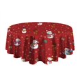 thumbnail image 5 of Red Christmas Snowman Pattern Round Tablecloth 60"x60",Wrinkle Wipeable Table Cloth for Kitchen Dining Room Picnic Patio Party, 5 of 6