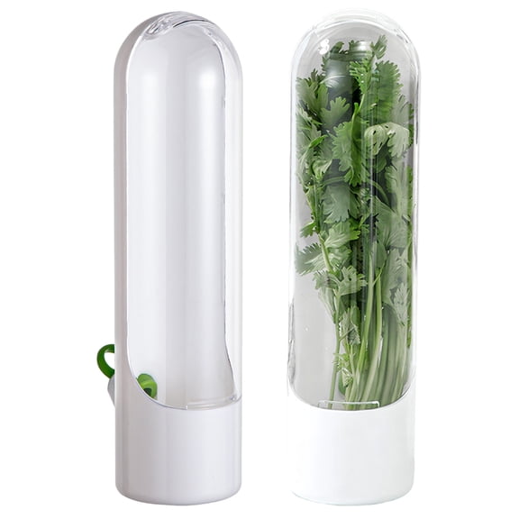 2 Pack Herb Saver for Refrigerator, Fresh Herb Storage Containers with Water Reservoir, Reusable Herb Keeper for Cilantro, Parsley, Asparagus and Greens, Fridge Organizer for Kitchen Storage