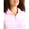 thumbnail image 4 of No Boundaries Christmas Quarter Zip Mock Neck Plush Top with Long Sleeves, Women's, 4 of 5