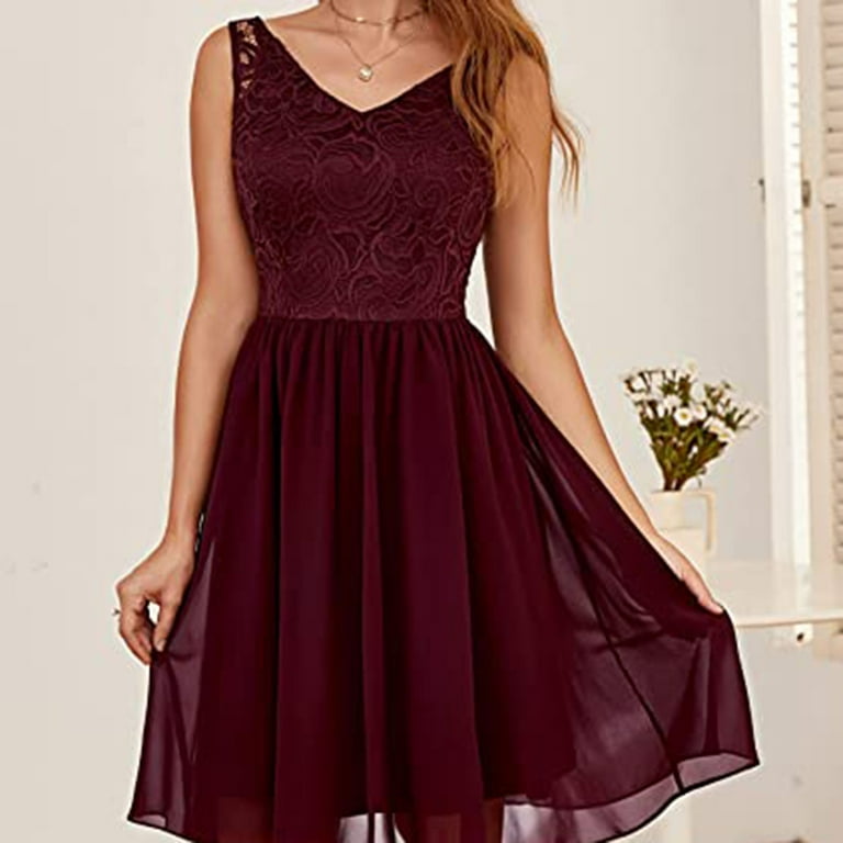 Casual Dresses For Women Clearance-Sale Short Sleeve V-Neck Knee