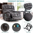 thumbnail image 6 of MEETWARM Large Power Lift Electric Recliner Chair with Massage and Heat, Overstuffed Wide Recliner for Elderly Big People, Heavy Duty Recliners with 2 Remote Controls, USB Ports, 2 Side Pockets, Gray, 6 of 8