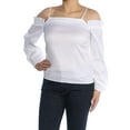 thumbnail image 2 of bar III Womens Cold Shoulder Knit Blouse, White, Large, 2 of 3