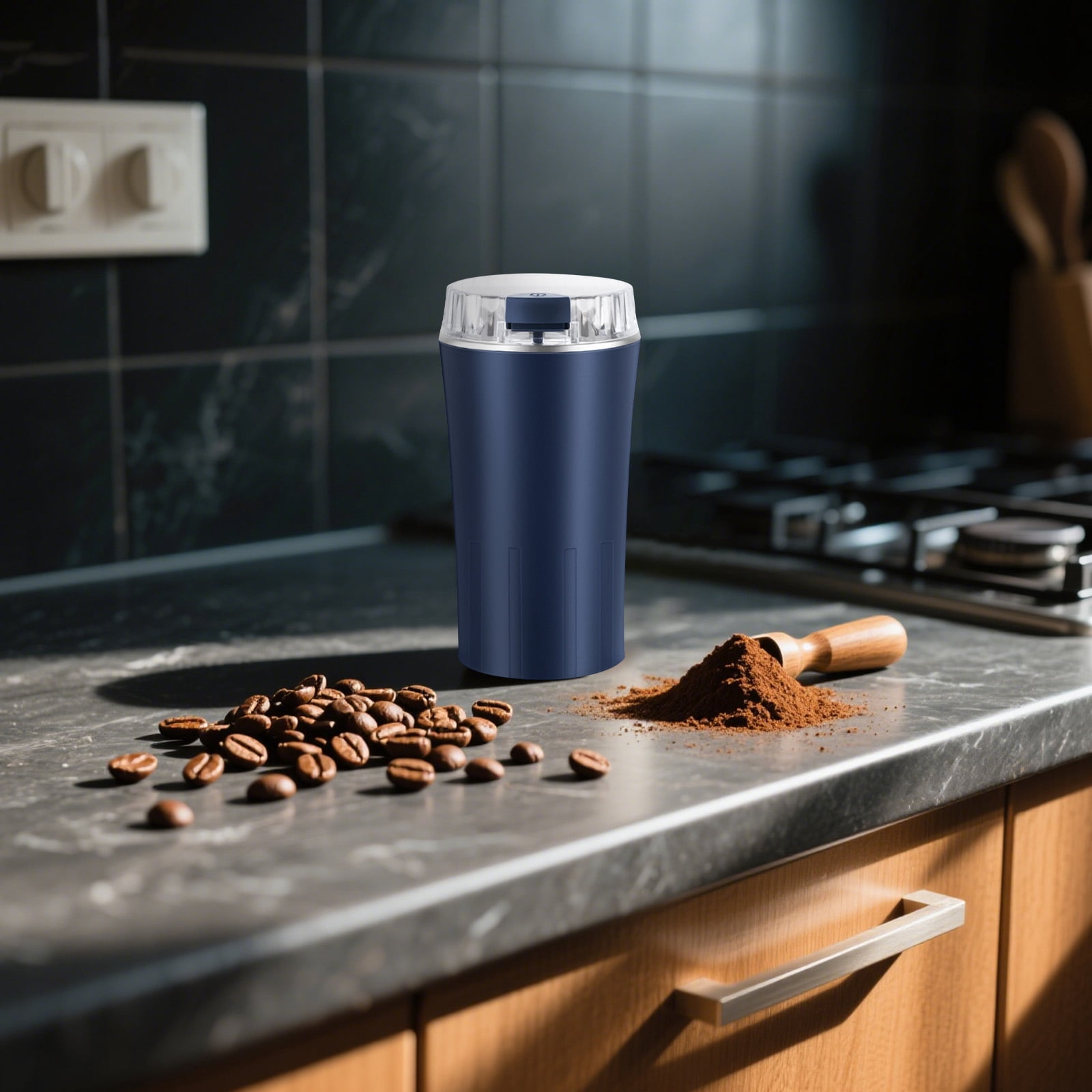 Electric Herb Grinder, 300W Powerful Motor Fast Grinding With One-Touch Operation, 250Ml Capacity Stainless Steel Blades For Coffee Spices Herbs