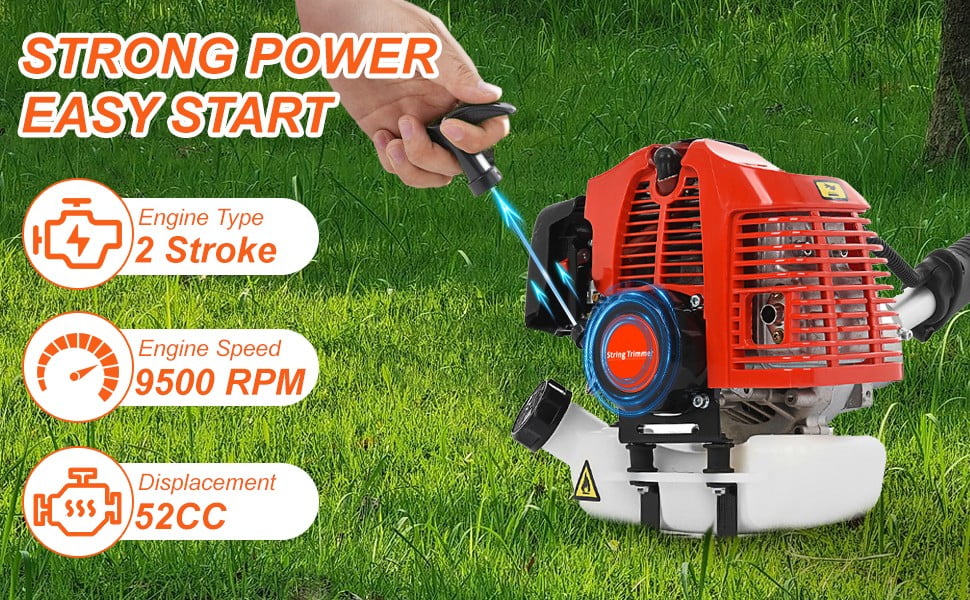 Floseru 52CC 2-Cycle Weed Eater Gas Powered,2.3 KW String Trimmer Edger,Hedge Trimmer and Brush Cutter Blade, 2026 Upgrade 5-in-1 Multi Yard Care Tools, Rubber Handle & Shoulder Strap for Weeds