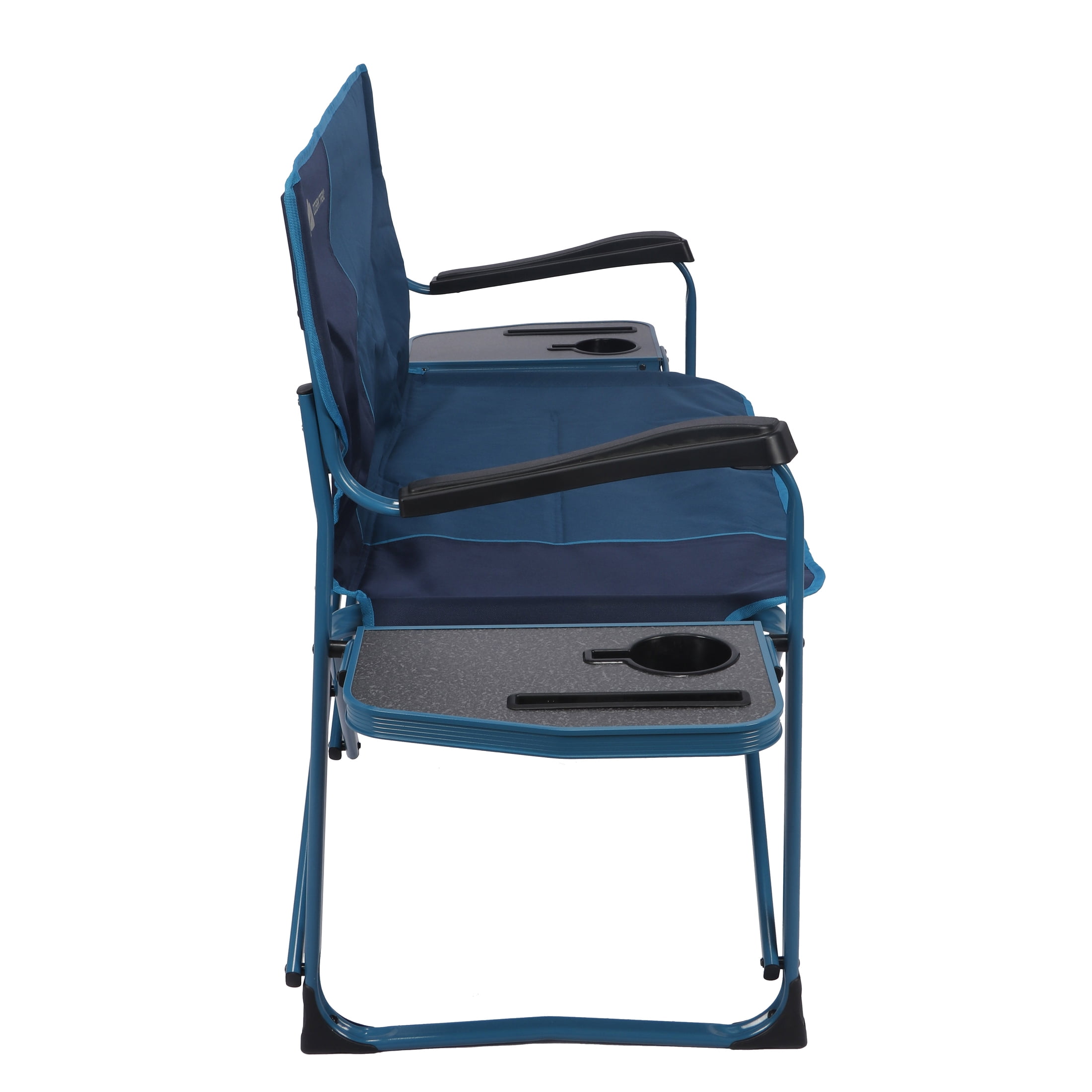 Ozark Trail Directors Camping Loveseat with Side Tables, Blue, Outdoors, Camping