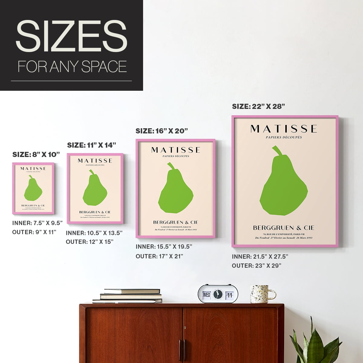 Matisse CLXXII Framed Print in Pink Solid Wood 11 x 14 Framed Print