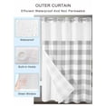 thumbnail image 4 of No Hook Shower Curtain with Snap-in Liner, Grey Plaid Waterproof Fabric Bathroom Curtains, Gradient Geometric Buffalo White Checkered Bath Curtains & Mesh Top Window Stand Up Stall 72"x96" Extra Long, 4 of 9