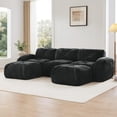 thumbnail image 2 of FFH 110" Sectional Sofa with Ottomans, U-Shaped 3 Seat Cloud Couch for Living Room, Tufted Design, Black, 2 of 12