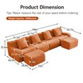 thumbnail image 3 of Orange U-Shaped Cloud Couch with 2 Ottomans, Modern Teddy Fabric Boneless Sectional Sofa in a Box for Living Room, Modular Floor Couch, Deep Seat, No Assembly Required, Sofas para Sala, 3 of 8