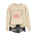 thumbnail image 3 of Tdoqot Womens Valentines Shirts- Long Sleeve Heart Print Casual Cute Pullover Sweatshirt Tops Khaki Size M, 3 of 5