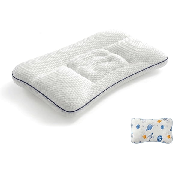 Posture Pillow,Ergonomic Cervical Support Pillow Cooling Gel Memory Foam Pillow for Side Back Stomach Sleepers (1-3)