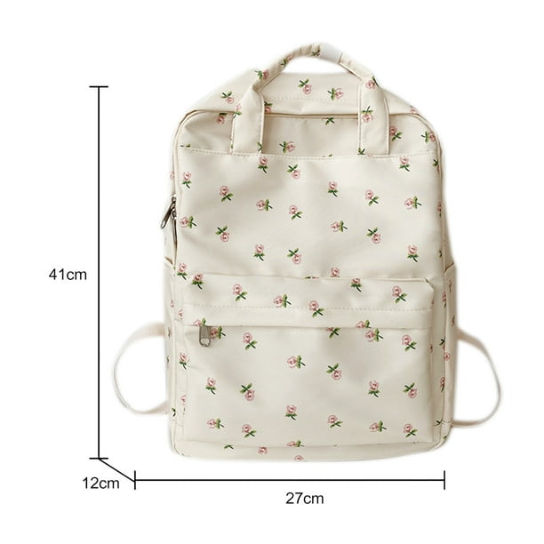 Women College Student Backpack Large Capacity Canvas Floral