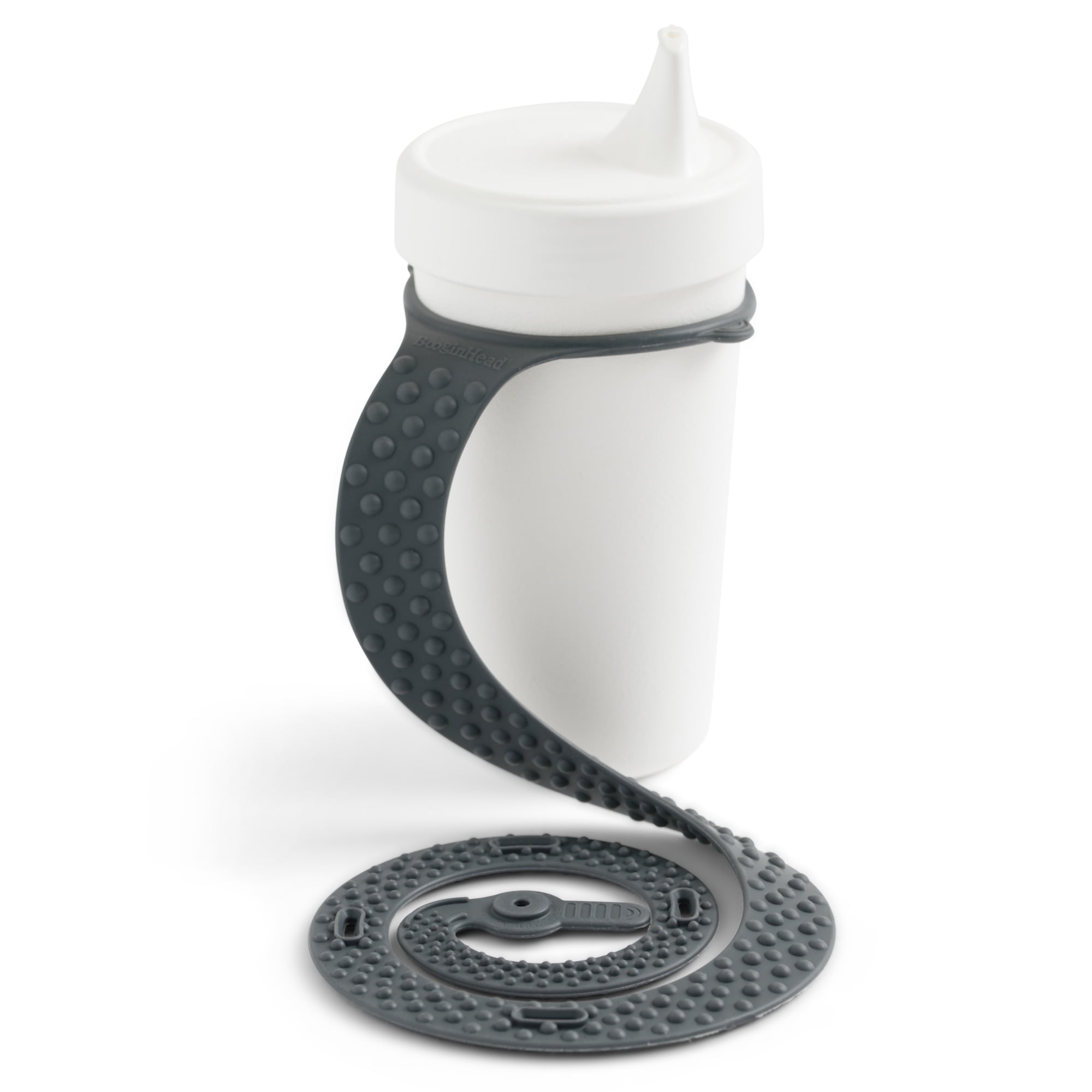 BooginHead Silicone SippiGrip Sippy Cup Holder, Infant Toddler Boys and Girls, Charcoal Gray
