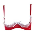thumbnail image 5 of khonts,Women's Lace 1/4 Cups Shelf Bra Sheer Push Up Sexy Bras Corset Tops Adjustable Straps See Through camisole Red M, 5 of 7