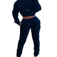 thumbnail image 2 of Women's Casual Solid Color Pullover Long Sleeved Hooded Sweatshirts And Pants Two-piece Outfits Set, 2 of 13