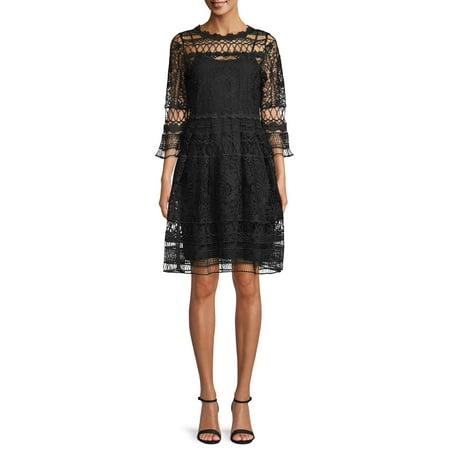 Sui by Anna Sui Women's Lover's Lace Dress with Black Slip