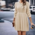 thumbnail image 1 of Gspmoly Robes Décontractées pour Femmes, Robe Chandail à Manches Longues et Col Rond Unie pour Femmes, Robe Chandail Longueur Genou, Robes de Cocktail, Articles en Liquidation, 1 of 5