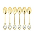 thumbnail image 2 of 6 Piece Flatware Set 24K Gold Plated Demi Dessert Spoons Cobalt Blue Net Ornament - Vintage Design Silverware 5" long, 2 of 2