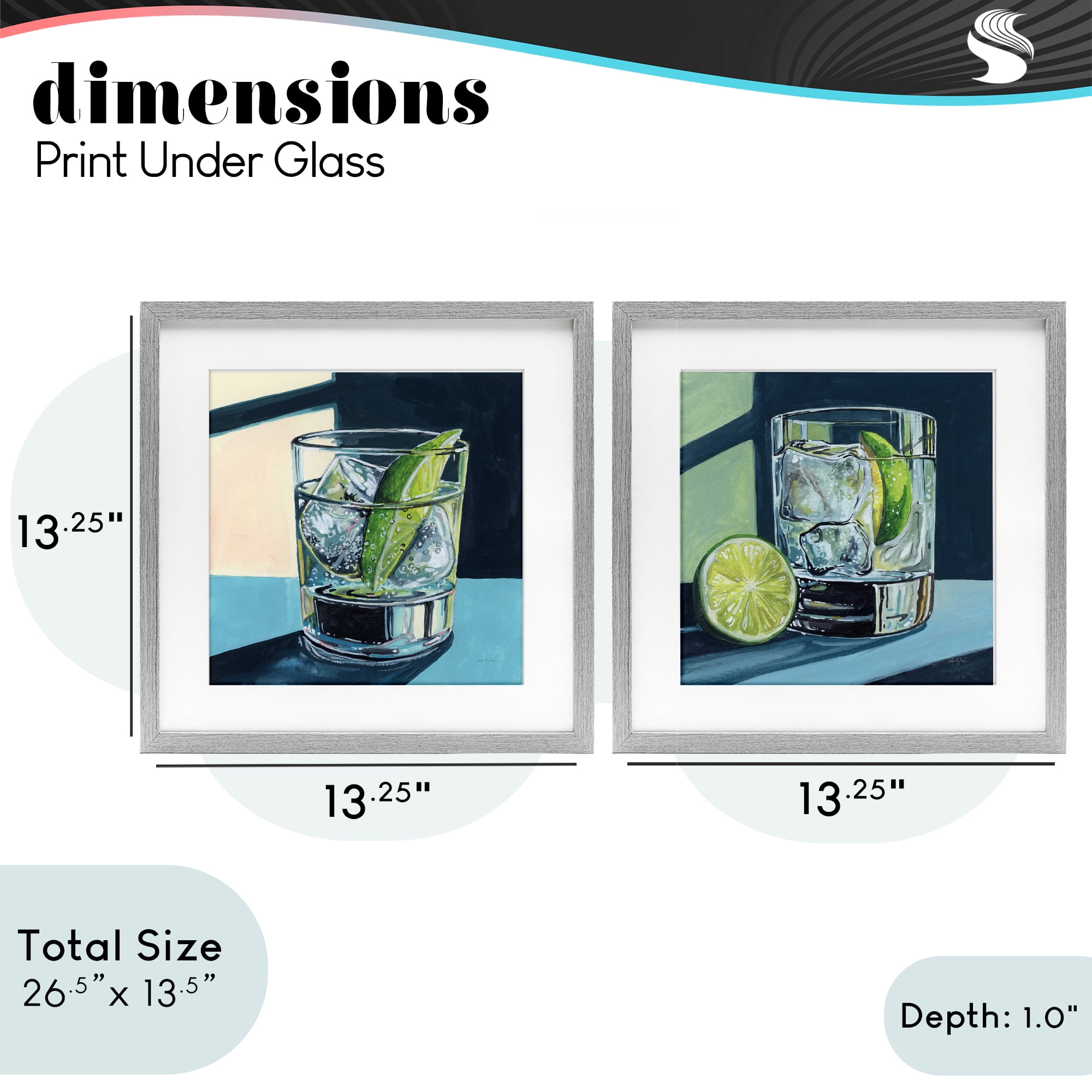 Stupell Industries Strong Gin Tonic Cocktail 2 Piece Gray Framed Print Under Glass Set, design by Kate Jarvik Birch