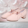 thumbnail image 7 of SYMSHOES Comfortable Pink Canvas Dance Shoes for Women - Low Block Heel, Elastic Strap, Non-Slip for Practice & Daily Wear (Size 36-42),Size 37, 7 of 7