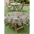 thumbnail image 4 of Outdoor Tablecloths with Umbrella Hole & Zipper, Vintage Flowers Round Tablecloth 54 Inch, Spring Pink Green Floral Country Leaves Birds Waterproof Table Cloth, Patio/Pool/Picnic Table Covers, 4 of 8