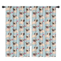 Blackout Kids Curtains,Pug and Love Heart Childrens Insulated Curtains Set Of 2,Bedroom Essentials,Toddler Room Decor 42x84in(106x213cm)