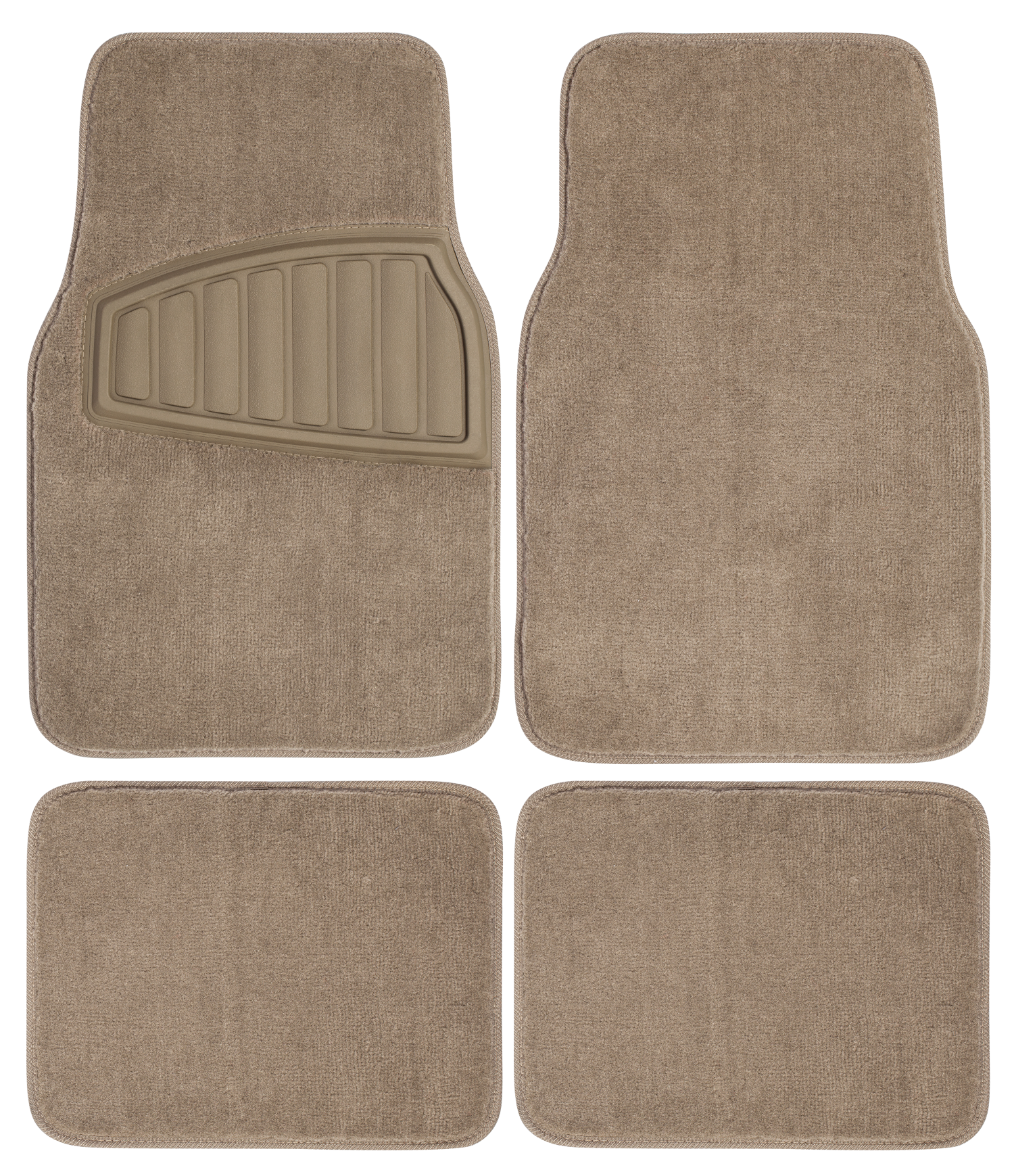 Auto Drive 4-Piece Carpet Car Floor Mats, Tan photo 1
