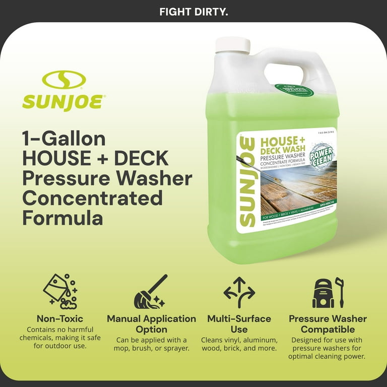 Sun Joe pressure washer use on concrete driveway wooden deck vinyl siding vehicle comparison