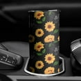 thumbnail image 3 of 20oz Black Sunflower Skinny Tumblers Stainless Steel Tumbler with Lid and Straw,Vacuum Insulated Double Wall Travel Tumbler Cups with Cleaning Brush for Coffee,Tea, 3 of 6