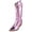 Pink Metallic, variant on Women Cowgirl Cowboy Western Stitched Boots Pointy Toe Knee High Side Zipper Black 9