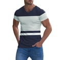 thumbnail image 3 of BOBOGOJP T-Shirts Graphiques pour Hommes à Blocs de Couleur avec Poche et Col Rond Manches Courtes (Marine,m), 3 of 5