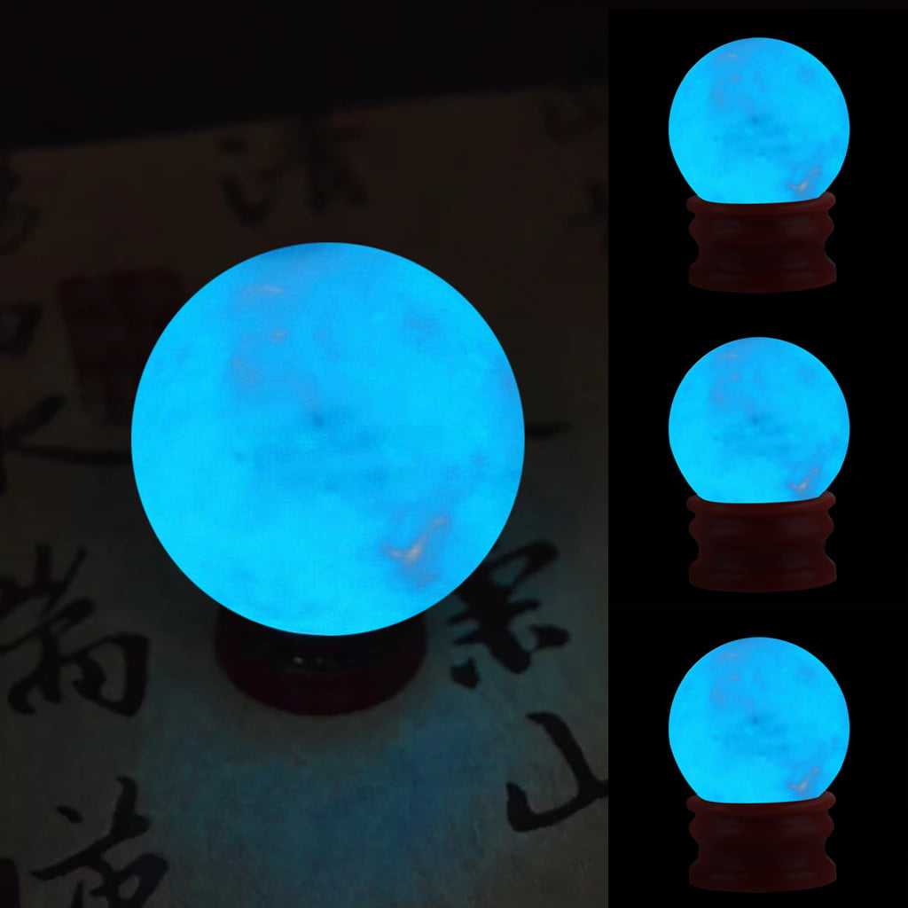 Details about  / 35mm Glow In The Dark Stone Green Luminous Quartz Crystal Sphere Ball With Stand