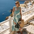 thumbnail image 3 of Xoenoiee Cat Koi Fish Print Linen-Like Maxi Dresses for Women 2026 Plum Blossom Waves Casual Summer Sundresses with Pockets 2026 Round Neck Sleeveless Tank Dress Flowy Outfits with Back Zipper, XL, 3 of 7